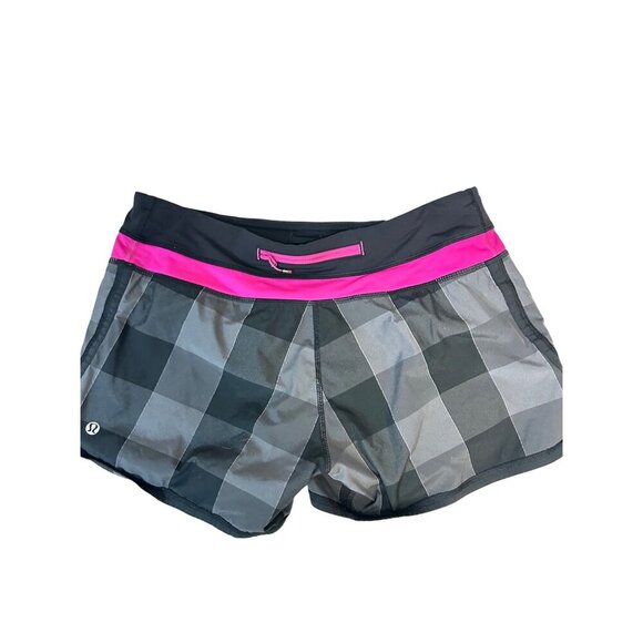 Lululemon Groovy Run Shorts Black Plaid Size 8 - Picture 3 of 6
